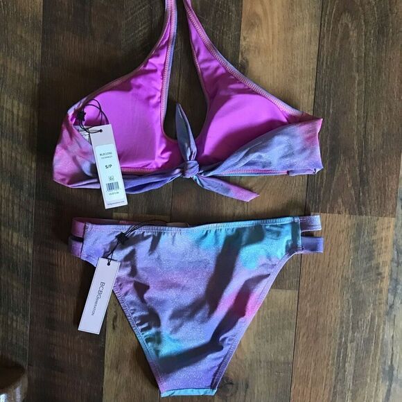 BCBG 2-PC pink purple Bikini Bathing Suit Sz Small New w/tags - Picture 2 of 4